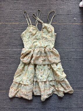 Abercrombie & Fitch Sage Green Floral Smocked Sundress